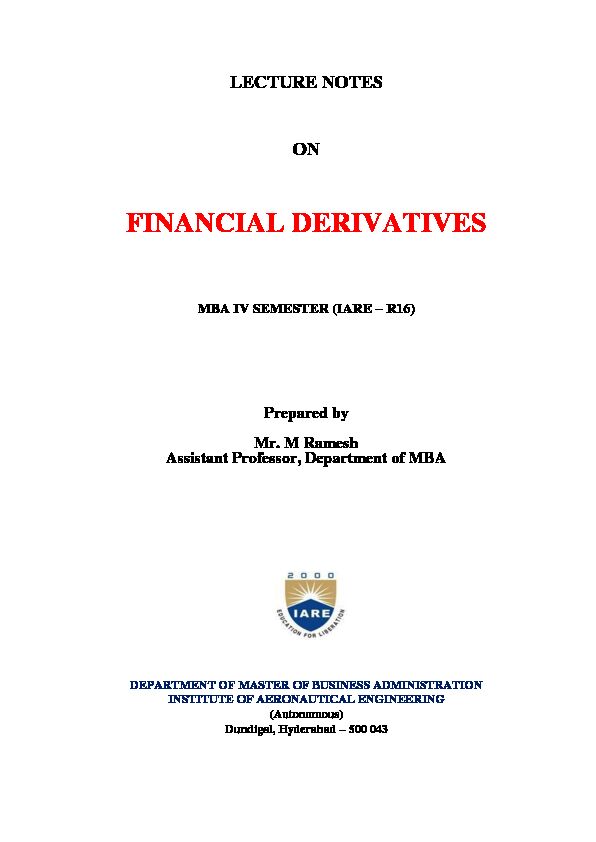 [PDF] FINANCIAL DERIVATIVES - IARE