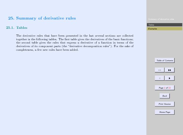 [PDF] 25 Summary of derivative rules