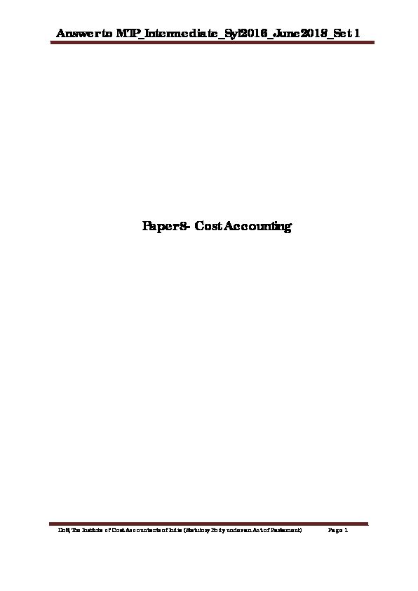Paper 8- Cost Accounting