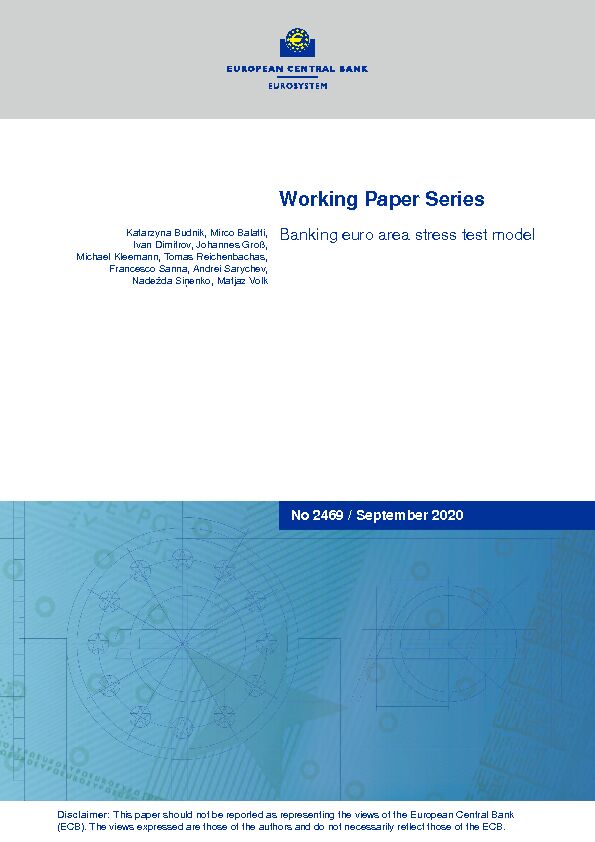 Working Paper Series - Banking euro area stress test model