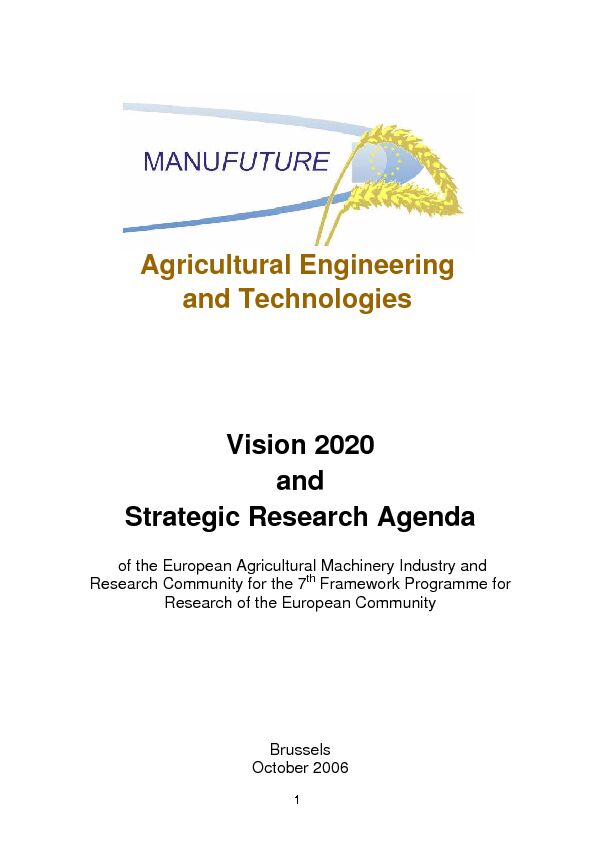 [PDF] Agricultural Engineering and Technologies Vision 2020 and