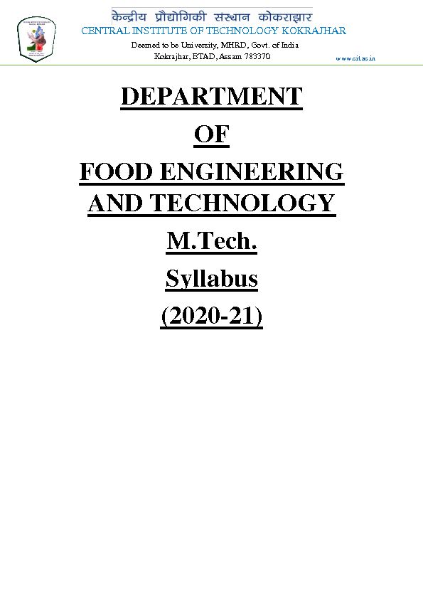 [PDF] DEPARTMENT OF FOOD ENGINEERING AND TECHNOLOGY M