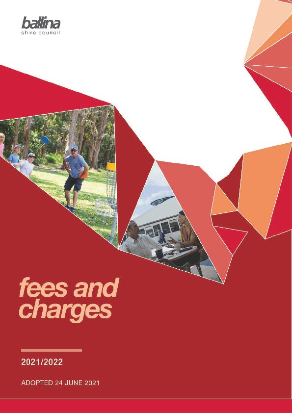 [PDF] 2021 22 Fees and Charges adopted - Ballina Shire Council