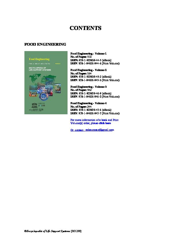 [PDF] Food Engineering - Encyclopedia of Life Support Systems