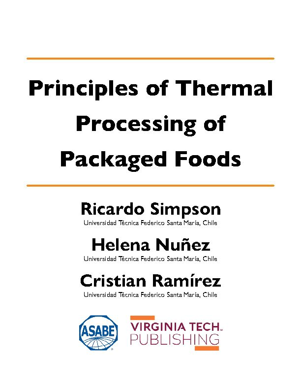 [PDF] Principles of Thermal Processing of Packaged Foods - VTechWorks