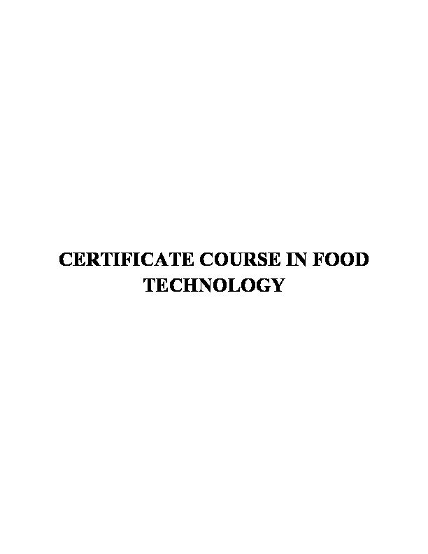 [PDF] CERTIFICATE COURSE IN FOOD TECHNOLOGY - St Josephs
