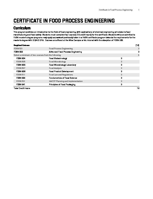[PDF] Certificate in Food Process Engineering