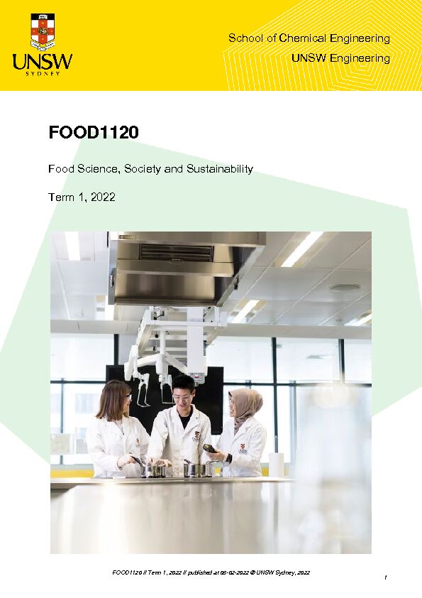 [PDF] FOOD1120 - Food Science, Society and Sustainability Term 1, 2022