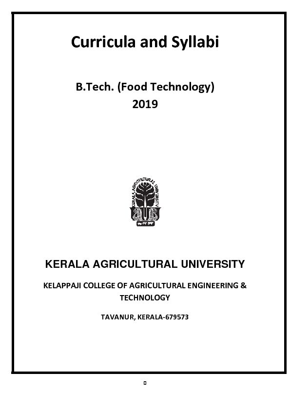 [PDF] Curricula and Syllabi - Kerala Agricultural University