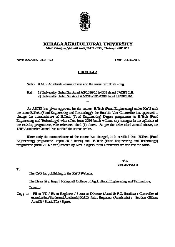 [PDF] BTech (Food Engineering) - Kerala Agricultural University