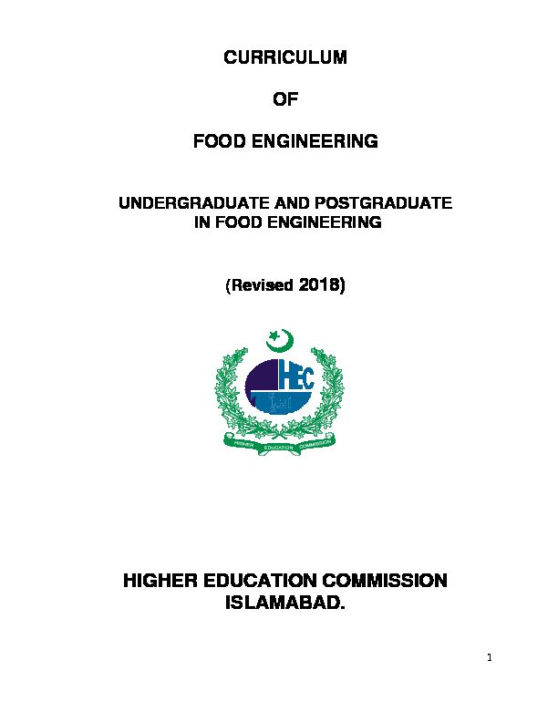 [PDF] curriculum of food engineering - HEC