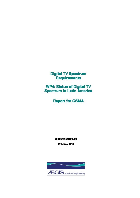 [PDF] Digital TV Spectrum Requirements WP4 - GSMA