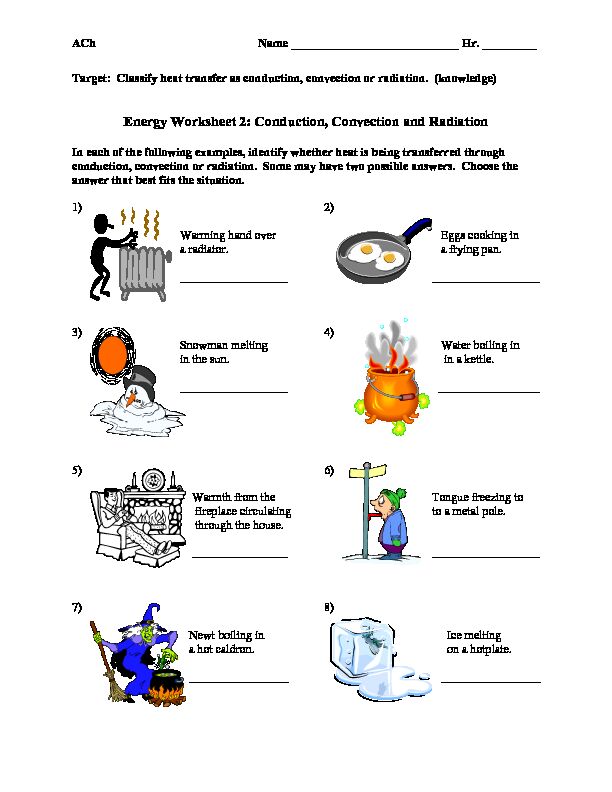 [PDF] Energy Worksheet 2- conduction, convection and radiation - School