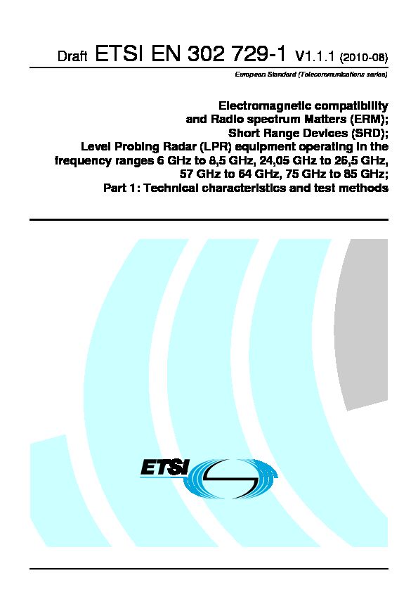Draft ETSI EN 302 729-1 V111 (2010-08)
