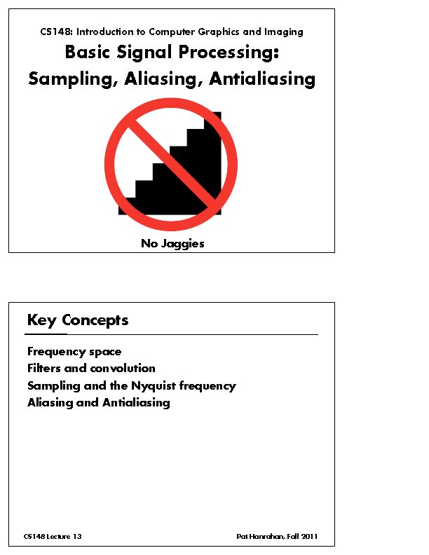 [PDF] Basic Signal Processing: Sampling, Aliasing, Antialiasing - Stanford