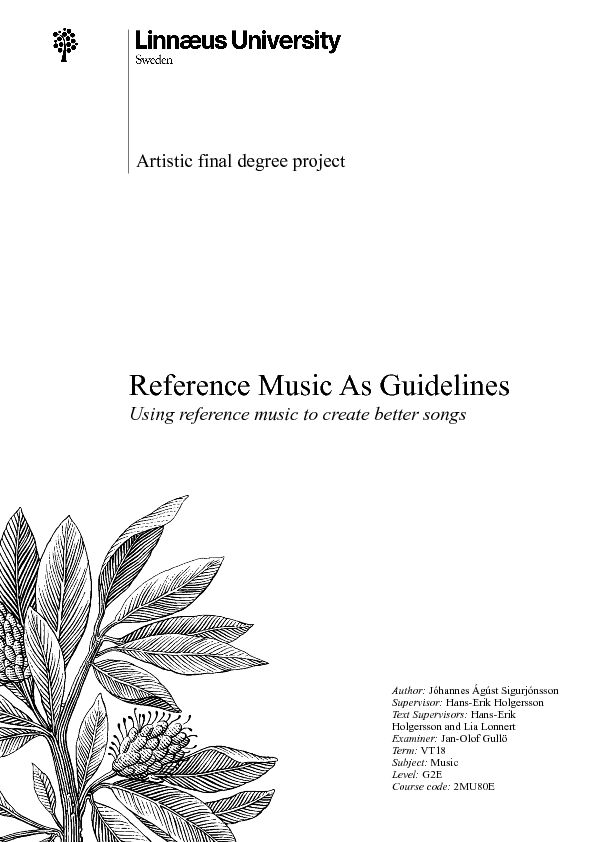 [PDF] Reference Music As Guidelines - DiVA portal