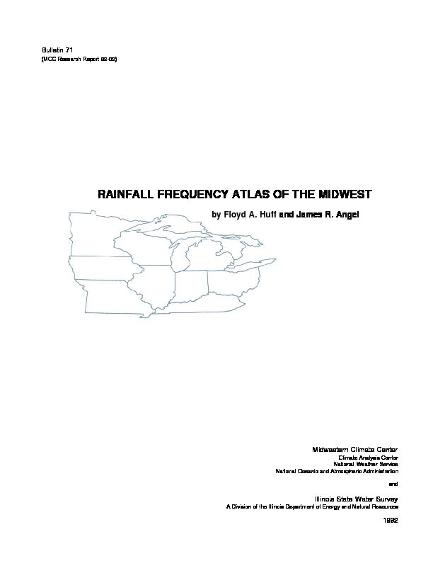 RAINFALL FREQUENCY ATLAS OF THE MIDWEST