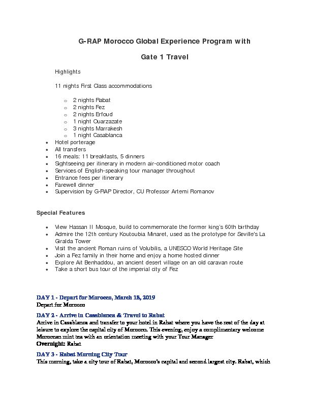 [PDF] G-RAP Morocco Global Experience Program with Gate 1 Travel