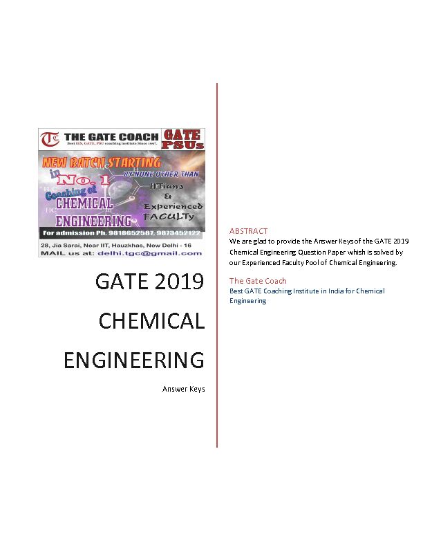 [PDF] GATE 2019 CHEMICAL ENGINEERING