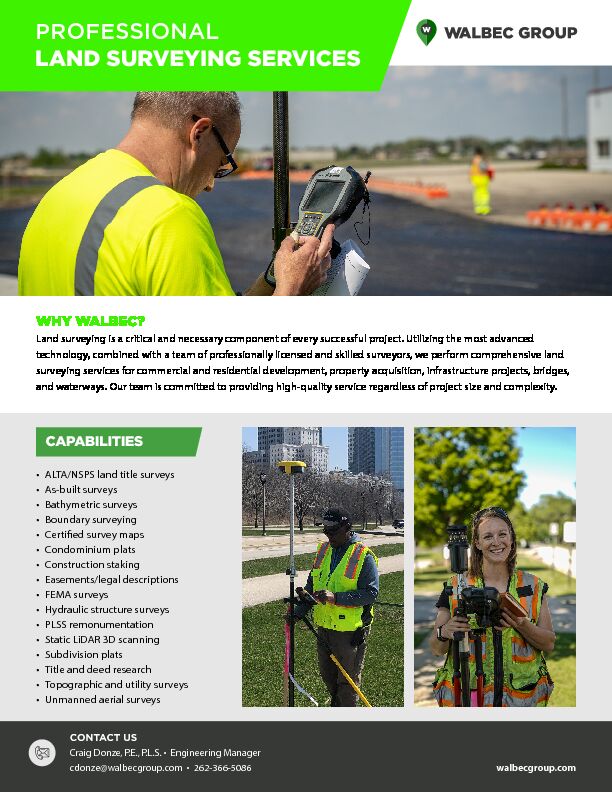 [PDF] PROFESSIONAL LAND SURVEYING SERVICES - Walbec Group
