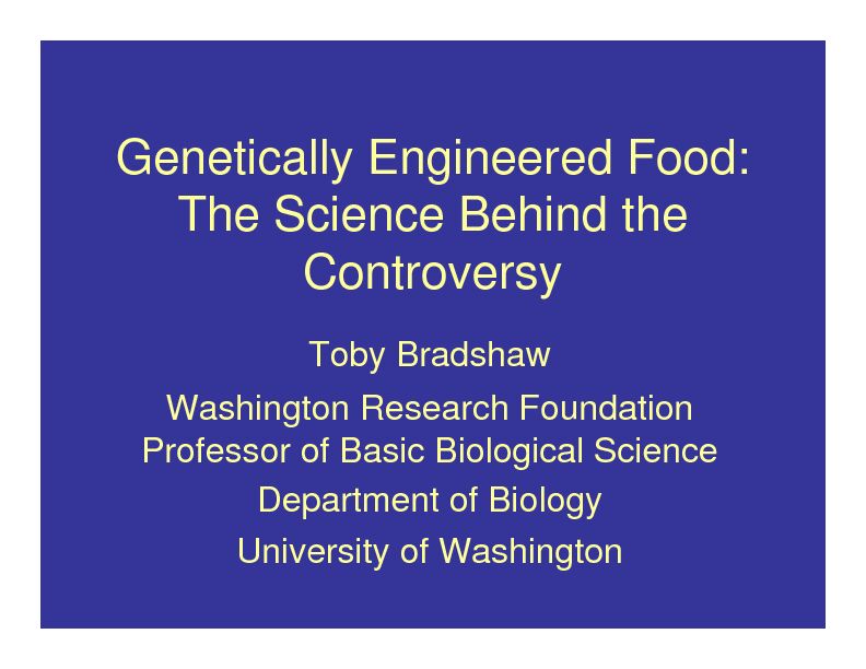 [PDF] Genetically Engineered Food - University of Washington