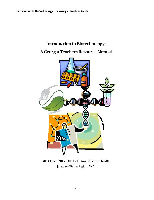 [PDF] Introduction to Biotechnology: A Georgia Teachers Resource Manual