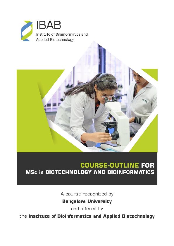 [PDF] Outline of the MSc course in Biotechnology and Bioinformatics - IBAB