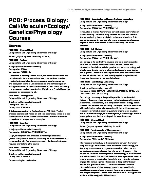 [PDF] PCB: Process Biology: Cell/Molecular/Ecology/Genetics/Physiology