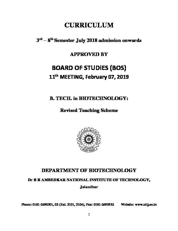 [PDF] CURRICULUM BOARD OF STUDIES (BOS) - NIT Jalandhar