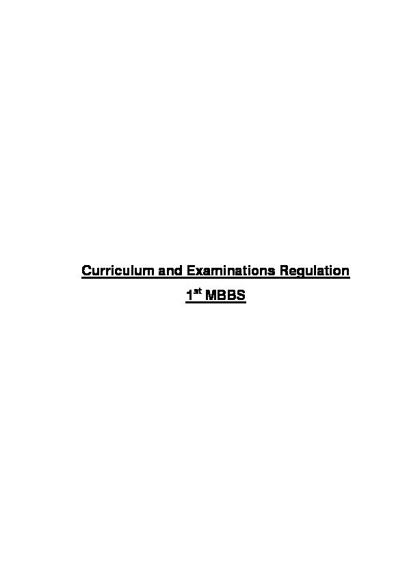 [PDF] Curriculum and Examinations Regulation 1 MBBS - GMERS Medical