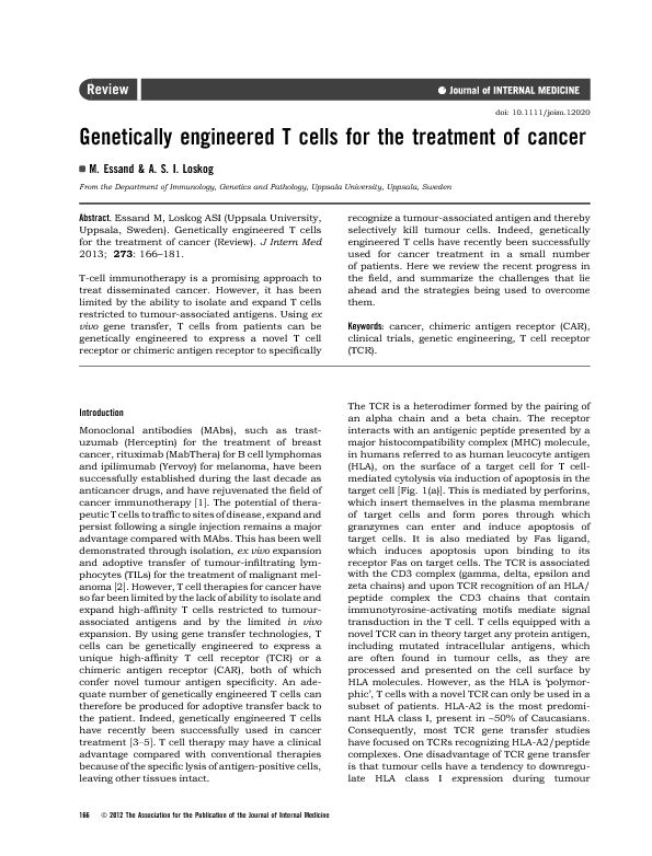 [PDF] Genetically engineered T cells for the treatment of cancer