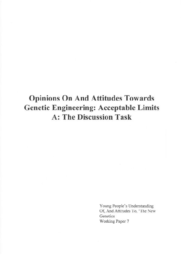 [PDF] Opinions On And Attitudes Towards Genetic Engineering