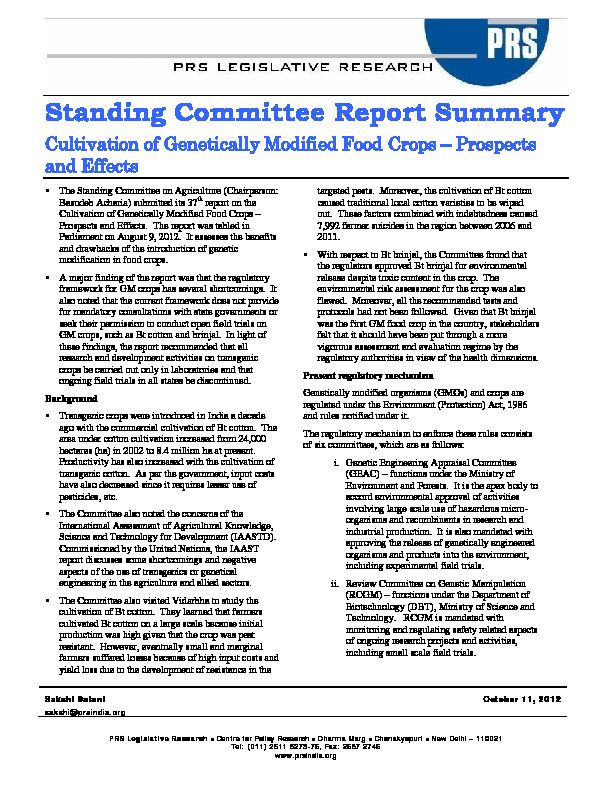 [PDF] Standing Committee Report Summary - PRS India