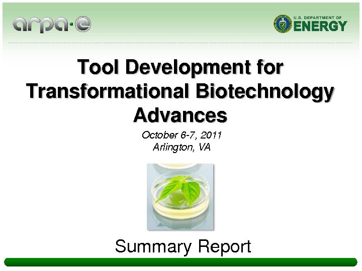 [PDF] Tool Development for Transformational Biotechnology Advances