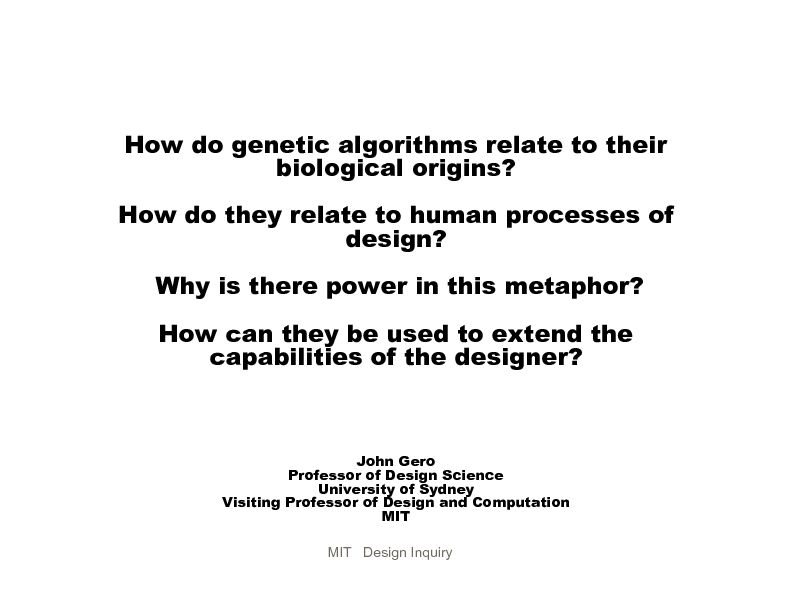 [PDF] How do genetic algorithms relate to their biological origins? How do