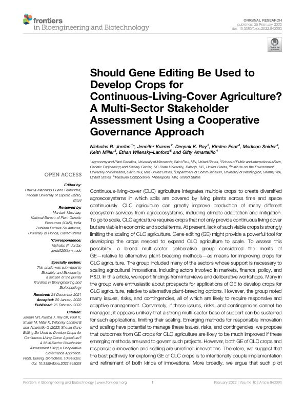 [PDF] Should Gene Editing Be Used to Develop Crops for Continuous