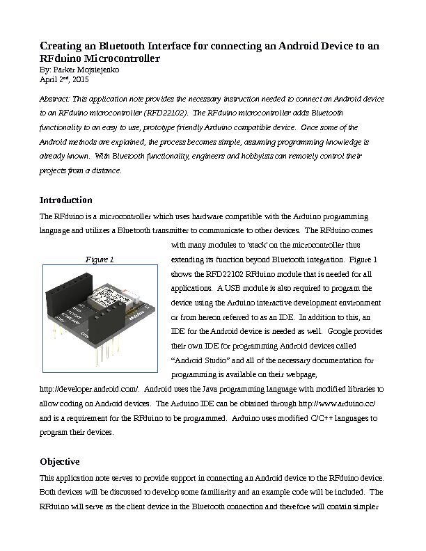 [PDF] Creating an Bluetooth Interface for connecting an Android Device to
