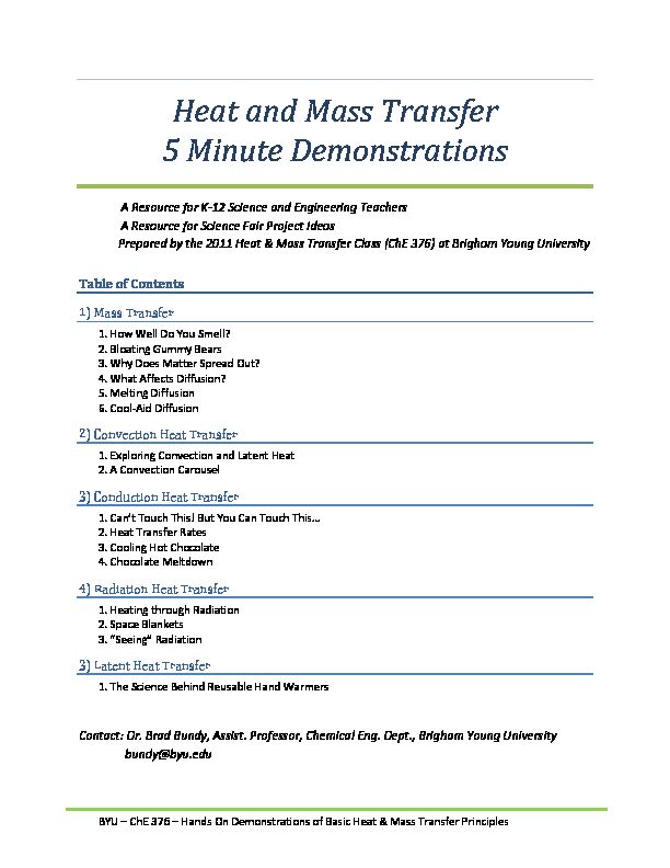 [PDF] Heat and Mass Transfer 5 Minute Demonstrations - BYU