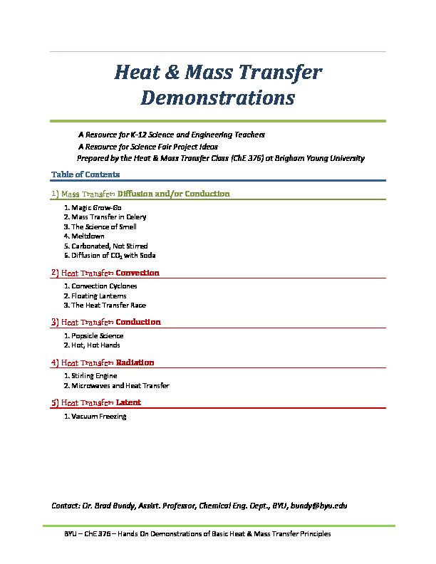 [PDF] Heat & Mass Transfer Demonstrations - BYU