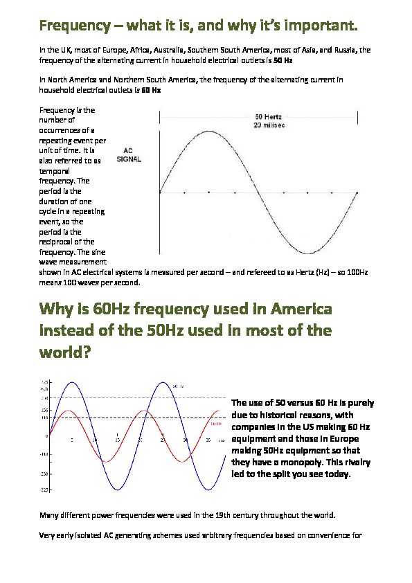 [PDF] Why is 60Hz frequency used in America instead of the 50Hz used in