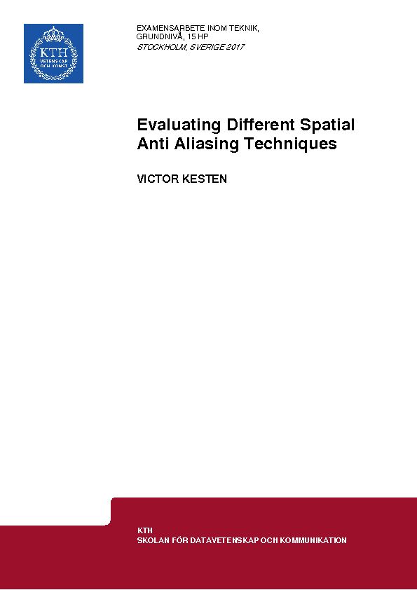 [PDF] Evaluating Different Spatial Anti Aliasing Techniques - kth diva