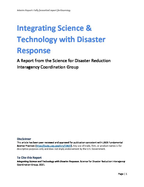 [PDF] Integrating Science & Technology with Disaster Response
