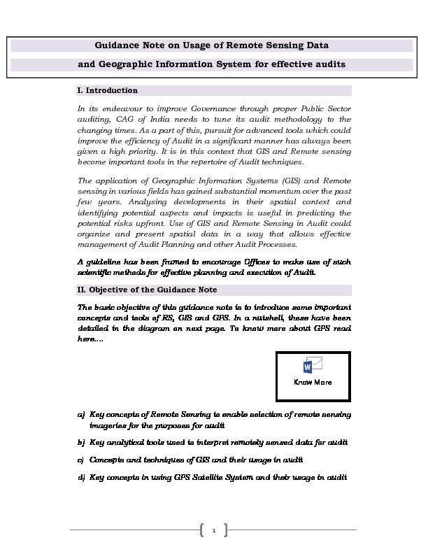 [PDF] Guidance Note on Usage of Remote Sensing Data and Geographic
