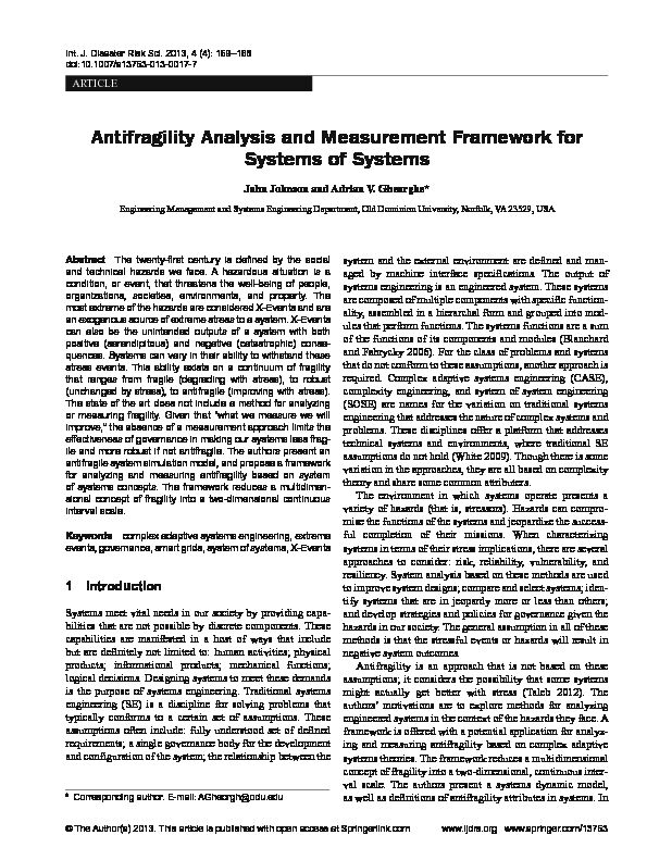Antifragility Analysis and Measurement Framework  - SpringerLink