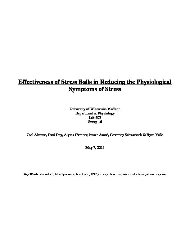 [PDF] Effectiveness of Stress Balls in Reducing the Physiological