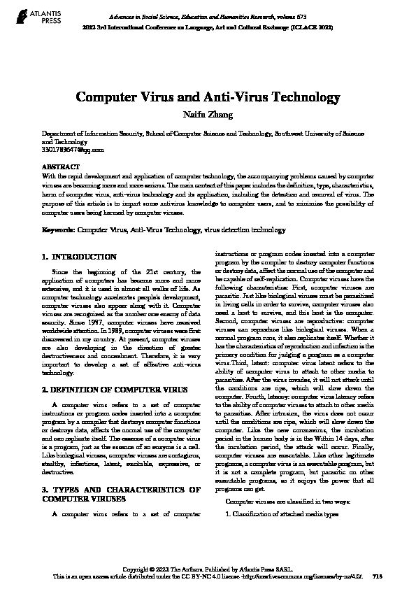 [PDF] Computer Virus and Anti-Virus Technology - Atlantis Press
