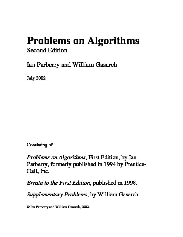 [PDF] Problems on Algorithms