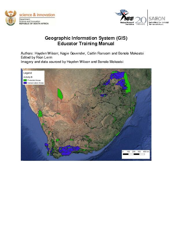 Geographic Information System (GIS) Educator Training Manual