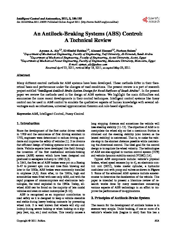 [PDF] An Antilock-Braking Systems (ABS) Control: A Technical Review