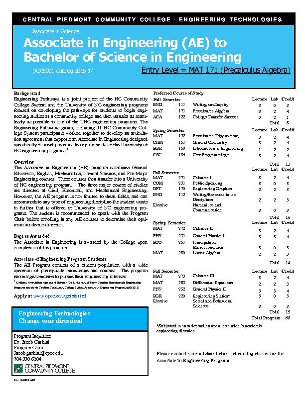 [PDF] Associate in Engineering (AE) to Bachelor of Science in Engineering